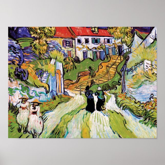 Vincent Van Gogh - Village Street och Steps Poster (Framsidan)