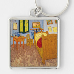 Vincent van Gogh - Vincent Bedroom i Arles Fyrkantig Silverfärgad Nyckelring