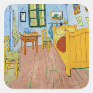 Vincent Van Gogh - Vincent Bedroom i Arles Fyrkantigt Klistermärke