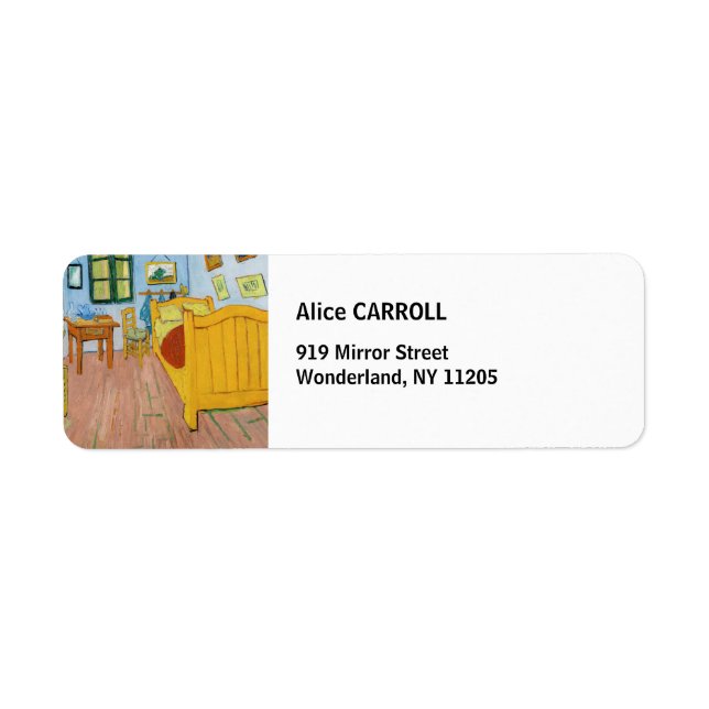 Vincent Van Gogh - Vincent Bedroom i Arles Returadress Etikett (Framsidan)