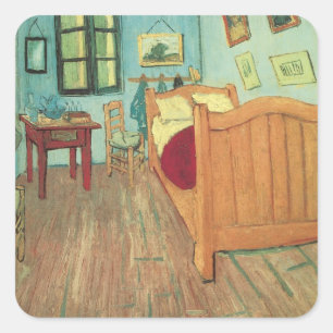 Vincent van Gogh - Vincents sovrum i Arles Fyrkantigt Klistermärke