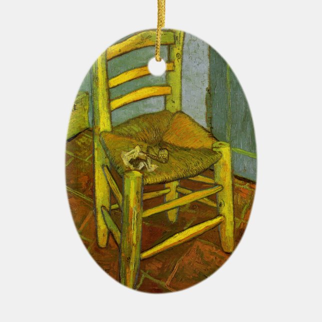 Vincent van Gogh - Vincents stol med hans pipa Julgransprydnad Keramik (Framsidan)