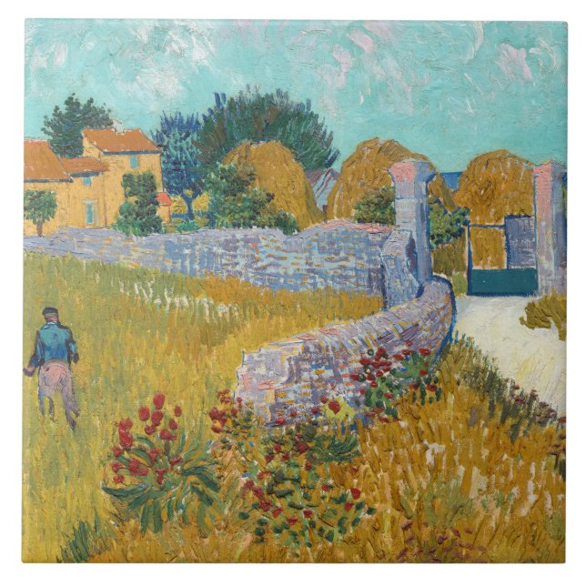 Vincent Van Gogh Vintage Farmhouse i Provence Kakelplatta (Framsidan)