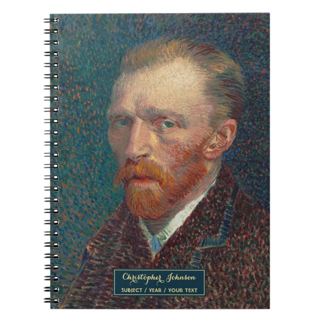 Vincent Van Gogh Vintagekonst Guldmonogram Skiss Anteckningsbok (Framsidan)
