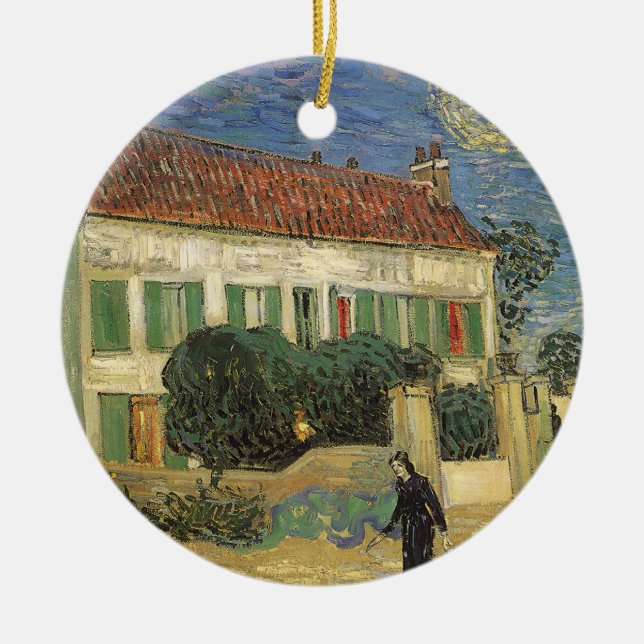 Vincent van Gogh - Vit hus om natten Julgransprydnad Keramik (Framsidan)