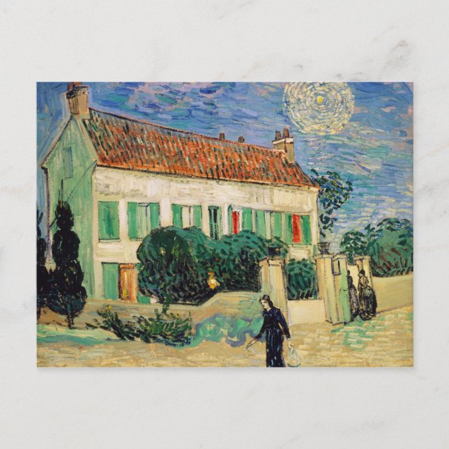 Vincent Van Gogh | Vita hus på natten, 1890 Vykort (Framsida)