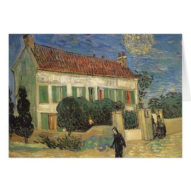 Vincent van Gogh - Vita huset i natt Hälsningskort (Framsidan Horizontal)