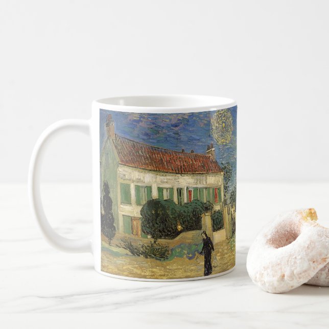 Vincent van Gogh - Vita huset om natten Kaffemugg (Med munk)