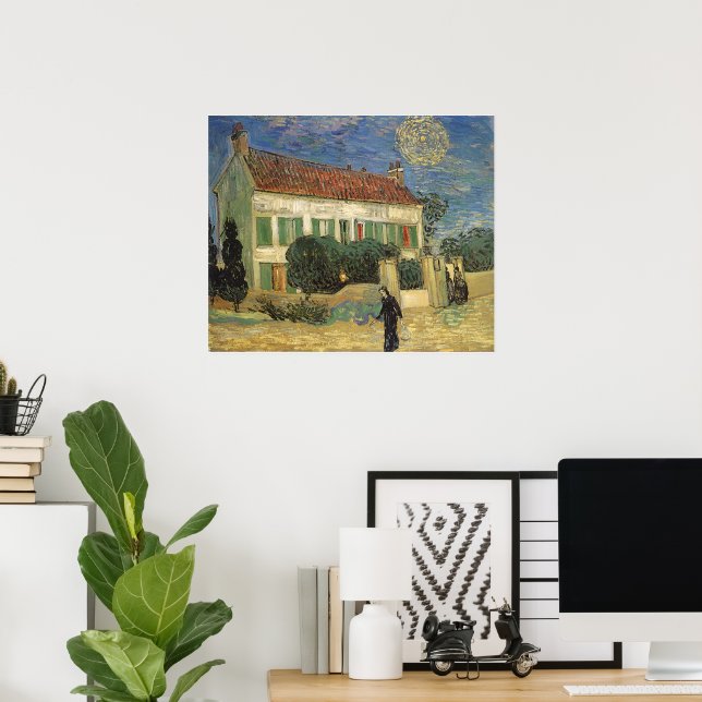 Vincent van Gogh - Vita huset om natten Poster (Hemmakontoret)