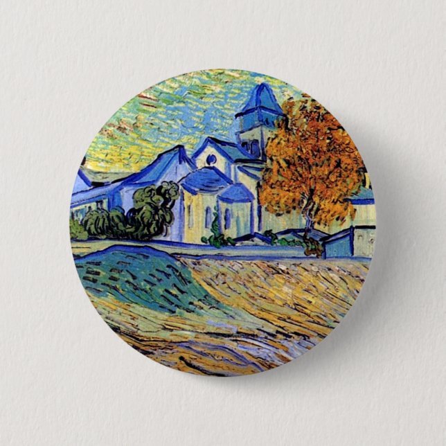 Vincent Van Gogh - Vy över asyl och kapell Knapp (Framsida)