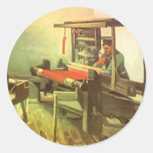 Vincent van Gogh Weaver Facing Lämnat Spinning Whe Runt Klistermärke