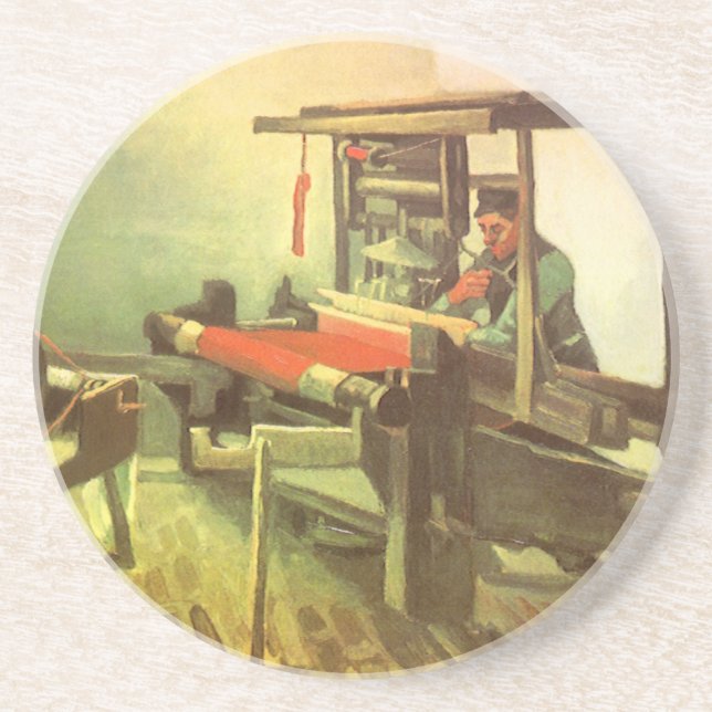 Vincent van Gogh Weaver Facing Lämnat Spinning Whe Underlägg Sandsten (Framsidan)