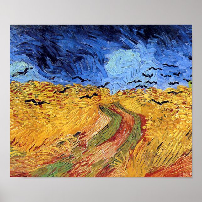 Vincent Van Gogh - Wheat Fält med Black Kråka Poster (Framsidan)