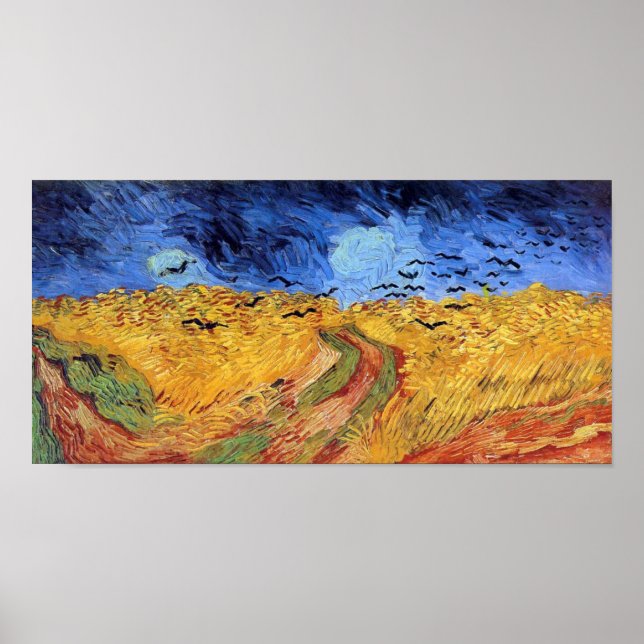 Vincent Van Gogh - Wheat Fält med Black Kråka Poster (Framsidan)