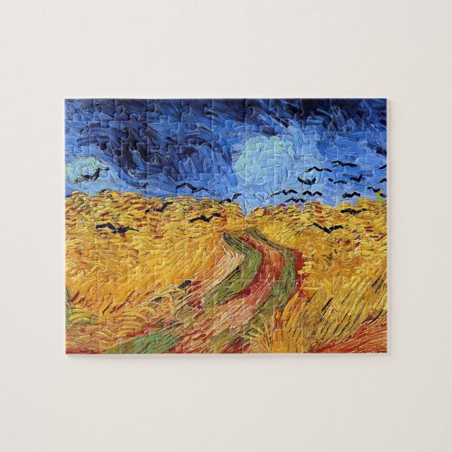 Vincent Van Gogh - Wheat Fält med Black Kråka Pussel (Horisontell)