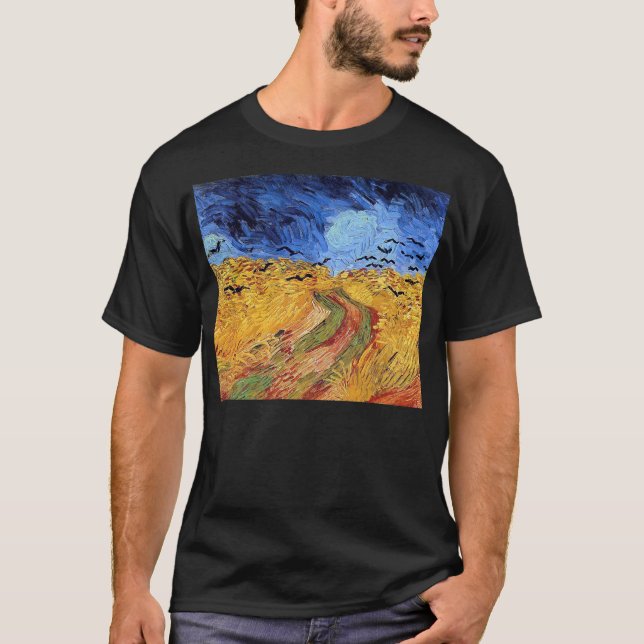 Vincent Van Gogh - Wheat Fält med Black Kråka T-shirt (Framsida)