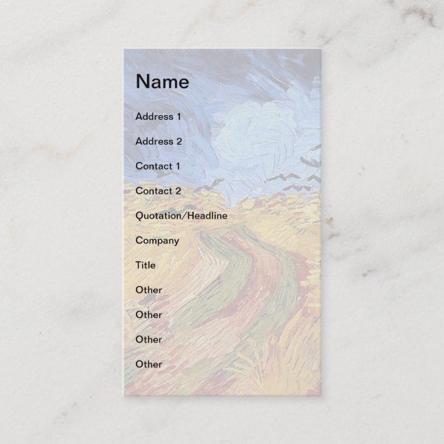 Vincent Van Gogh - Wheat Fält med Black Kråka Visitkort (Framsida)