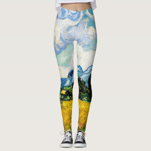 Vincent Van Gogh Wheat Fält med Cypresses (1889) Leggings