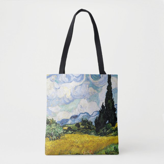 Vincent Van Gogh Wheat Fält med Cypresses (1889) Tygkasse (Framsida)