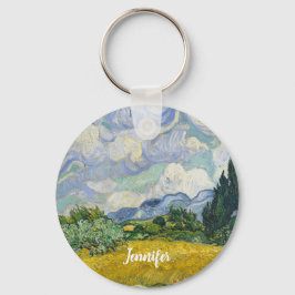 Vincent Van Gogh Wheat Fält med Cypresses Anpassni Nyckelring