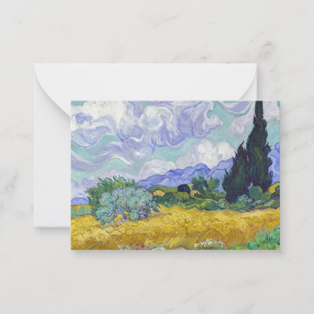 Vincent Van Gogh - Wheat Fält med Cypresses Anteckningskort (Framsida)