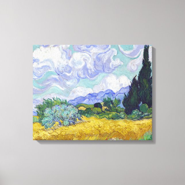 Vincent Van Gogh - Wheat Fält med Cypresses Canvastryck (Framsida)