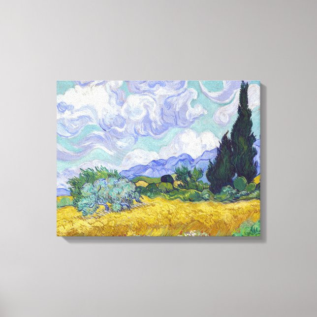 Vincent Van Gogh - Wheat Fält med Cypresses Canvastryck (Framsida)