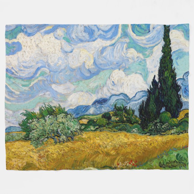 Vincent Van Gogh - Wheat Fält med Cypresses Fleecefilt (Framsidan (Horisontell))