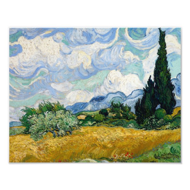 Vincent van Gogh - Wheat Fält med Cypresses Fototryck (Framsidan)