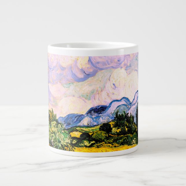 Vincent Van Gogh Wheat Fält med Cypresses Jumbo Mugg (Framsidan)