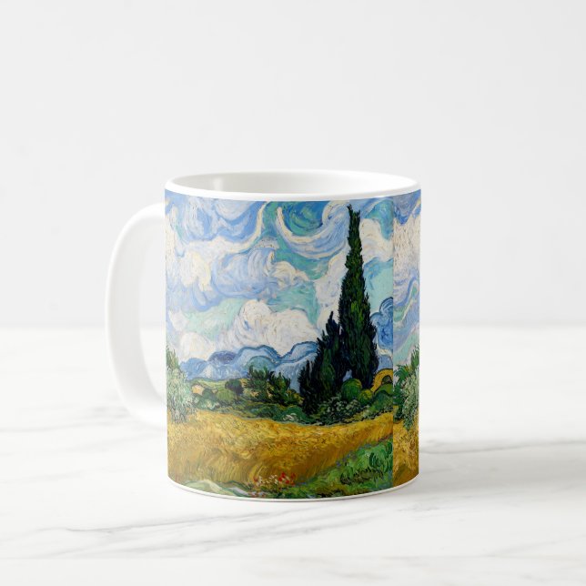 Vincent Van Gogh - Wheat Fält med Cypresses Kaffemugg (Framsida vänster)