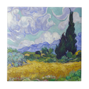 Vincent Van Gogh - Wheat Fält med Cypresses Kakelplatta