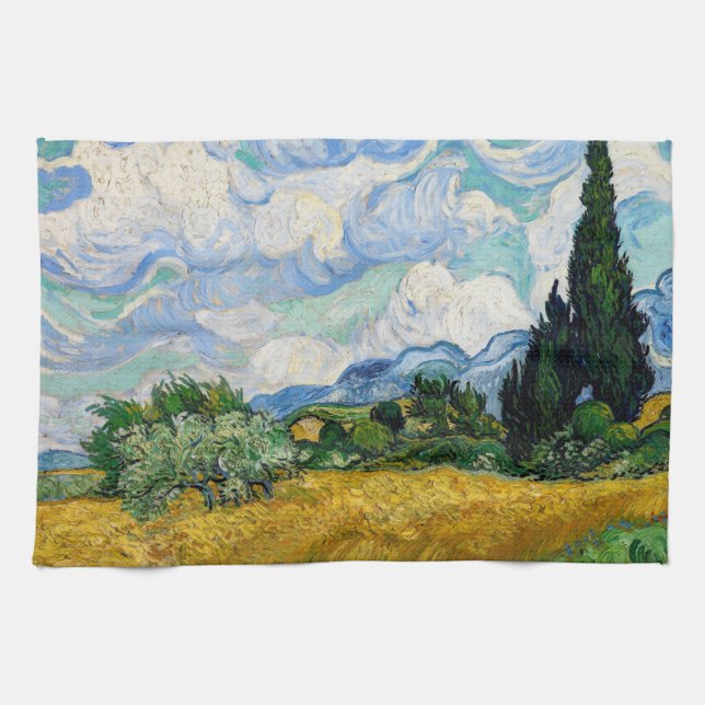 Vincent Van Gogh - Wheat Fält med Cypresses Kökshandduk (Horisontell)