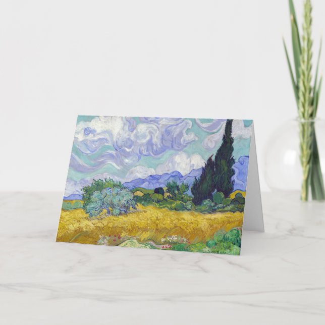 Vincent Van Gogh - Wheat Fält med Cypresses Kort (Framsida)