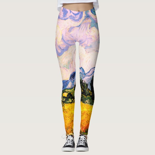 Vincent Van Gogh Wheat Fält med Cypresses Leggings (Framsida)