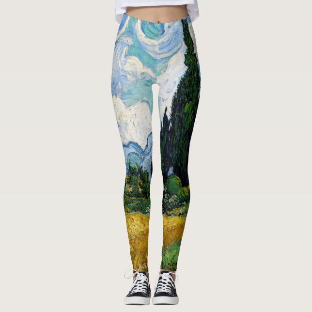 Vincent Van Gogh - Wheat Fält med Cypresses Leggings (Framsida)