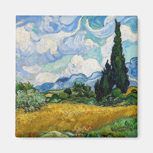 Vincent Van Gogh - Wheat Fält med Cypresses Magnet (Framsidan)
