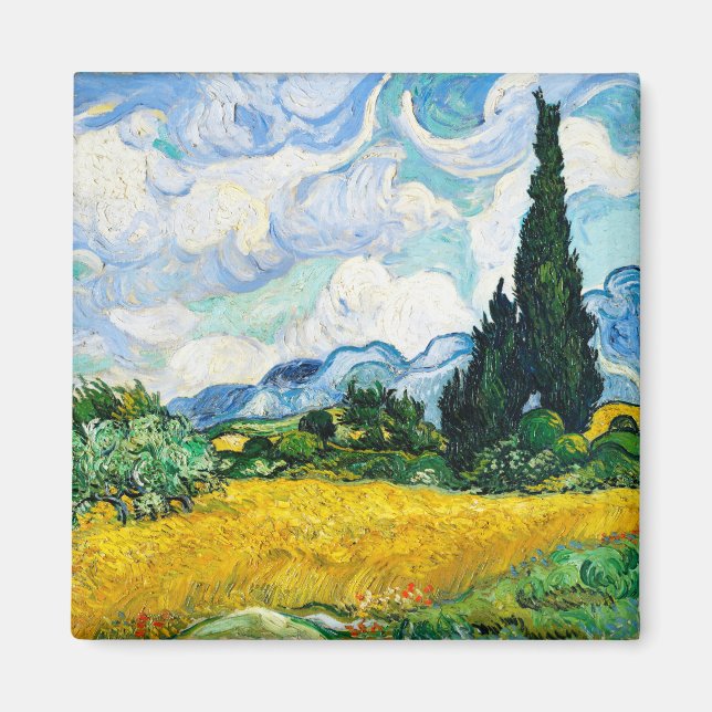 Vincent Van Gogh Wheat Fält med Cypresses Magnet (Framsidan)