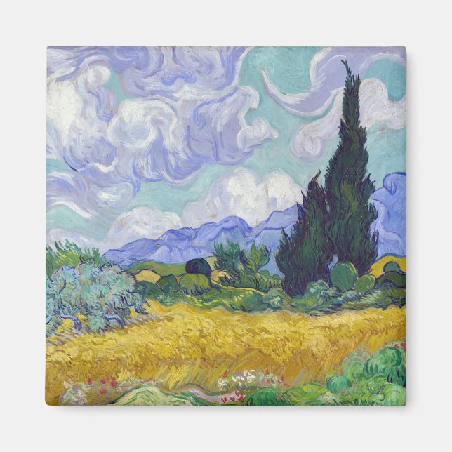 Vincent Van Gogh - Wheat Fält med Cypresses Magnet (Framsidan)
