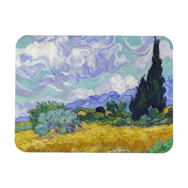 Vincent Van Gogh - Wheat Fält med Cypresses Magnet (Horisontell)