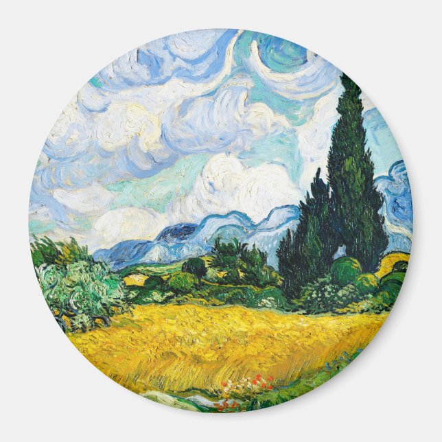 Vincent Van Gogh Wheat Fält med Cypresses Magnet (Framsidan)