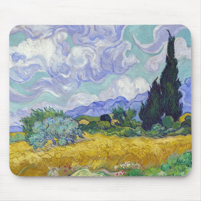 Vincent Van Gogh - Wheat Fält med Cypresses Musmatta (Framsidan)