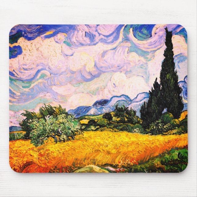 Vincent Van Gogh Wheat Fält med Cypresses Musmatta (Framsidan)