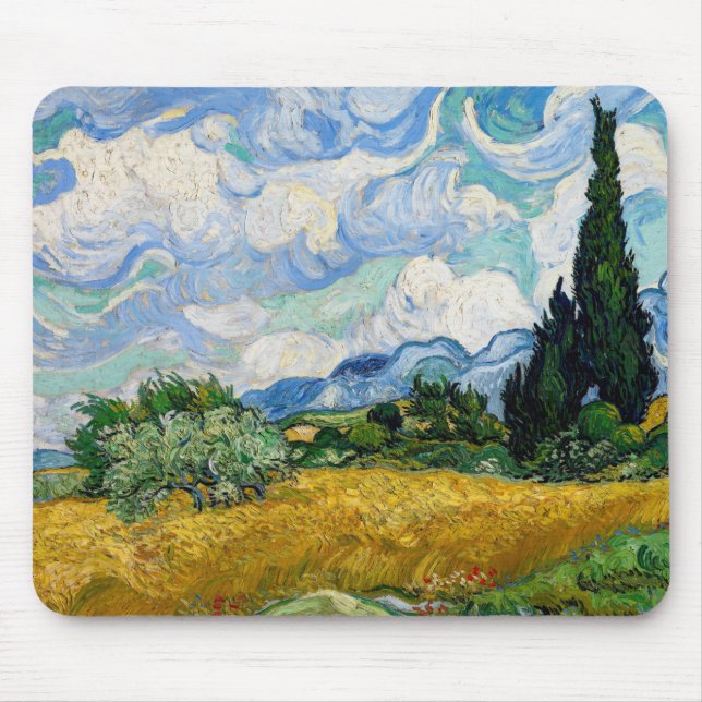 Vincent Van Gogh - Wheat Fält med Cypresses Musmatta (Framsidan)
