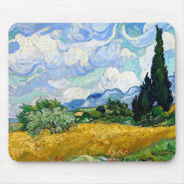 Vincent van Gogh Wheat Fält med Cypresses Musmatta (Framsidan)