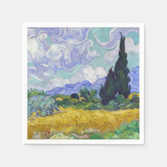 Vincent Van Gogh - Wheat Fält med Cypresses Pappersservett (Framsidan)