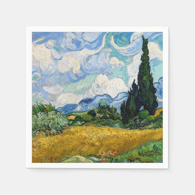 Vincent Van Gogh - Wheat Fält med Cypresses Pappersservett (Framsidan)