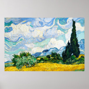 Vincent Van Gogh Wheat Fält med Cypresses Poster