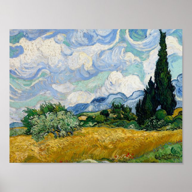 Vincent van Gogh - Wheat Fält med Cypresses Poster (Framsidan)