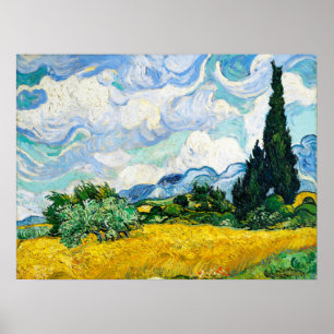 Vincent Van Gogh Wheat Fält med Cypresses Poster